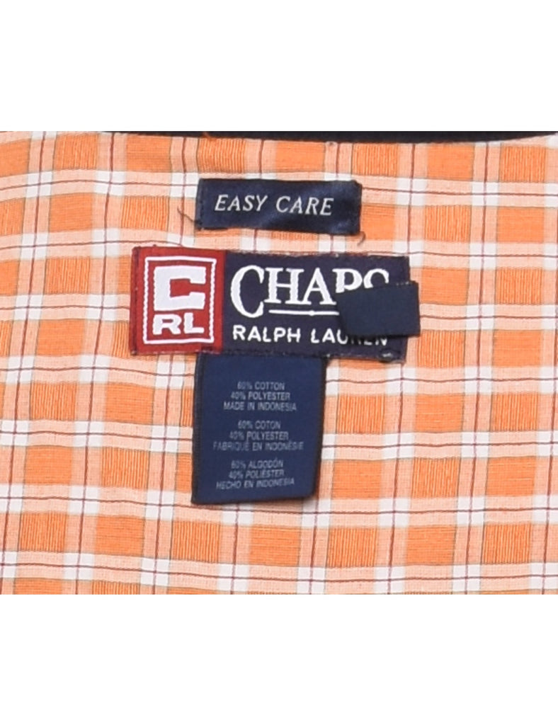 Chaps Checked Orange Short Sleeve Shirt - XL