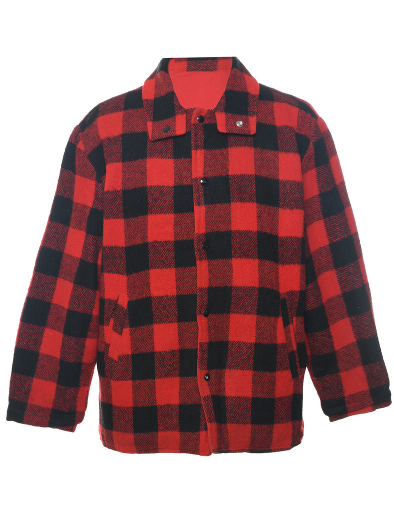 Checked Black & Red Classic Workwear Jacket - L