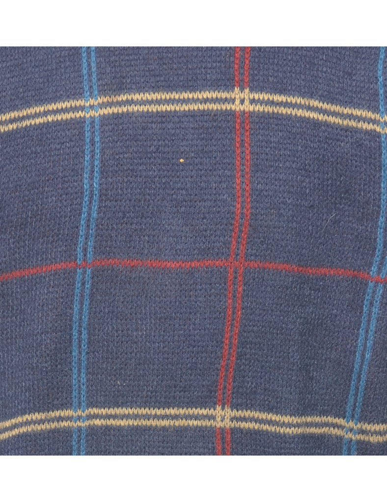 Checked Navy Jumper - L
