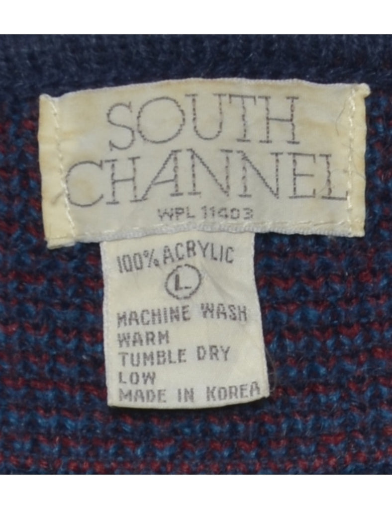 Checked Navy Jumper - L