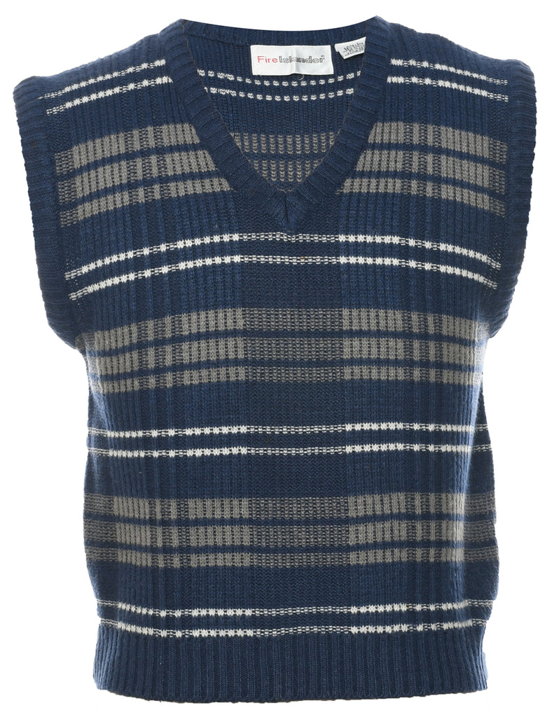 Checked Navy Vest - L