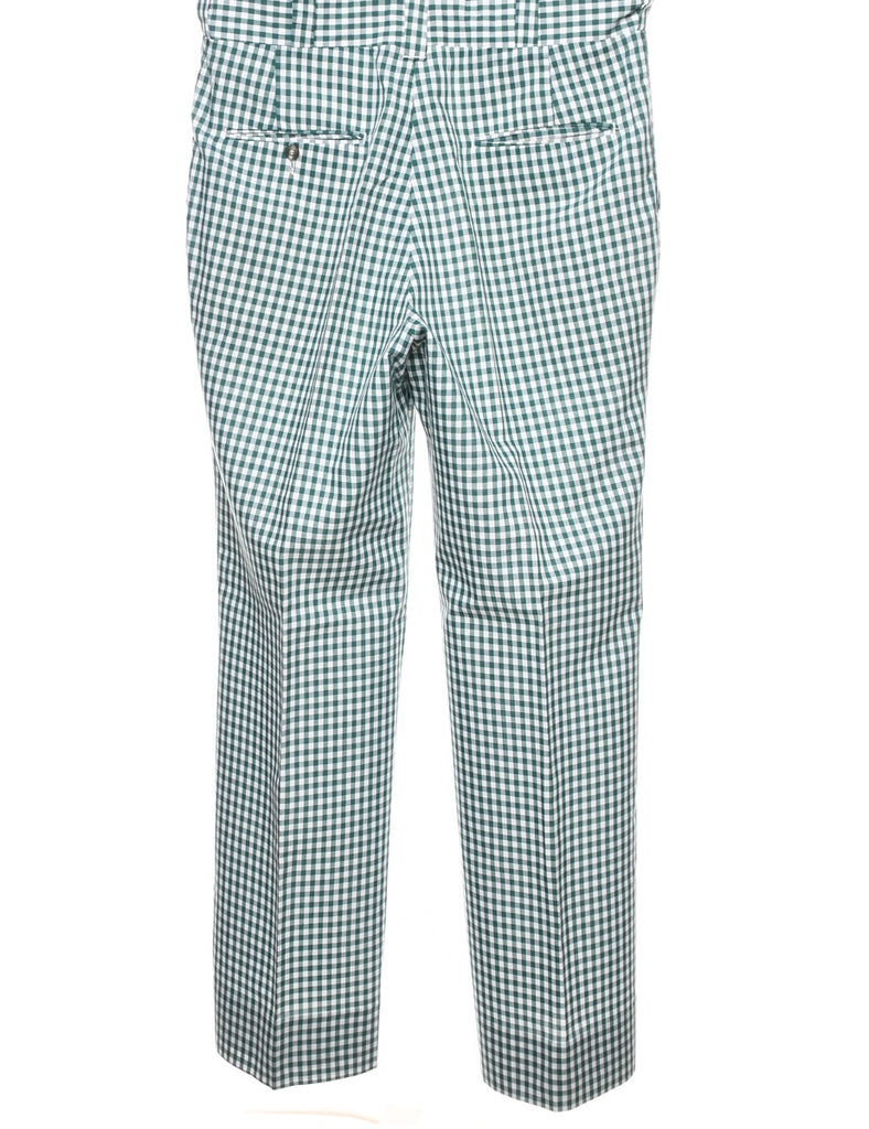 Checked Pattern Green & White Trousers - W32 L30