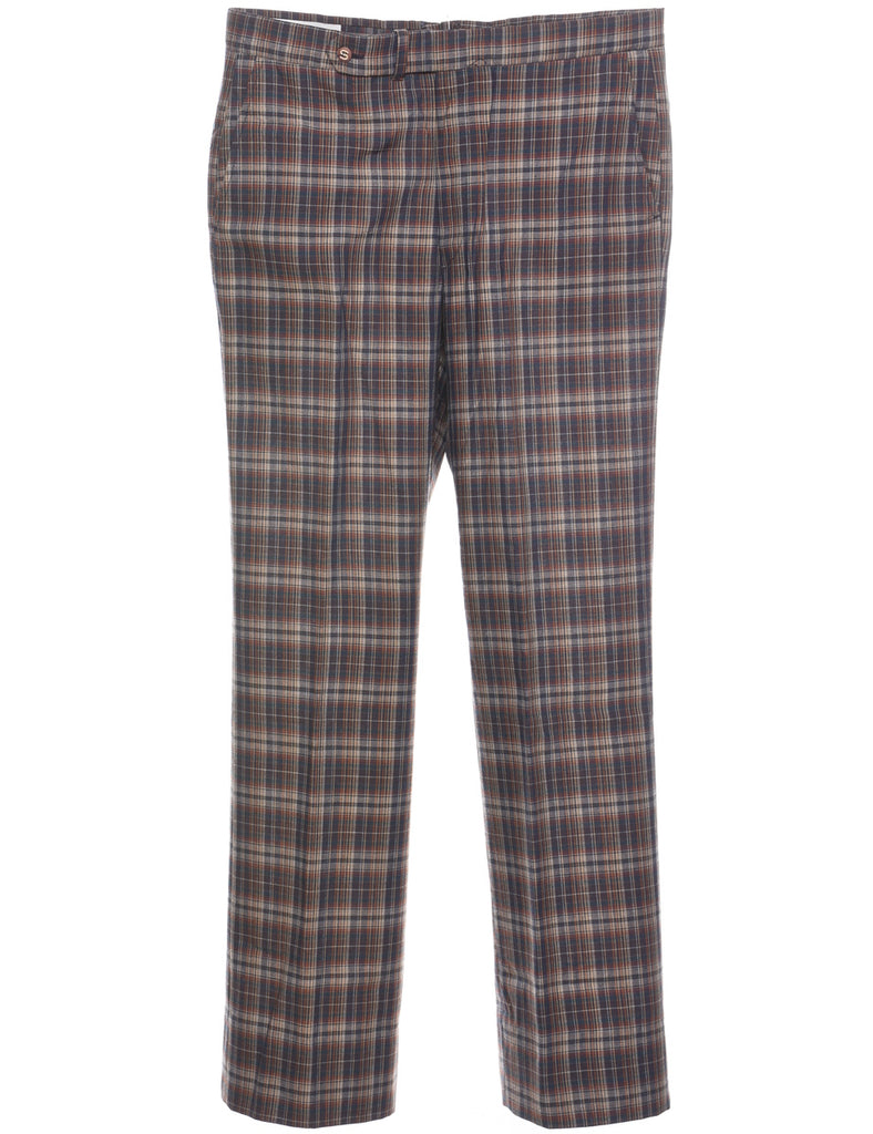 Checked Pattern Multi-Colour Tapered Trousers - W35 L33