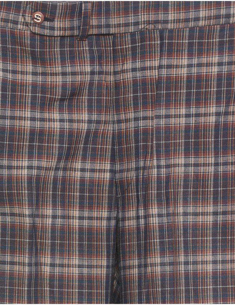 Checked Pattern Multi-Colour Tapered Trousers - W35 L33