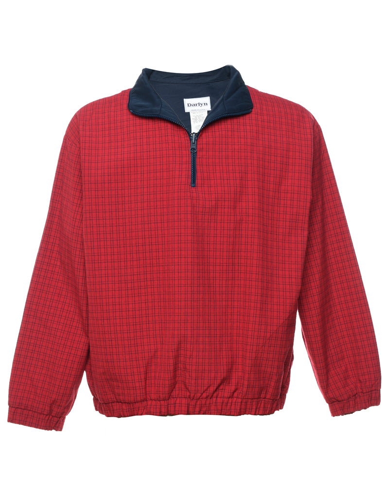 Checked Pattern Red Classic Jacket - L
