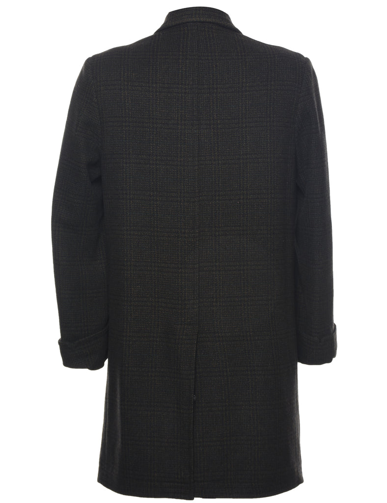 Checked Pattern Wool Coat - M