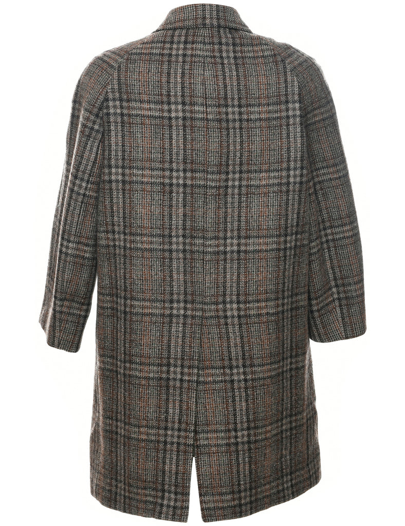 Checked Pattern Wool Coat - M