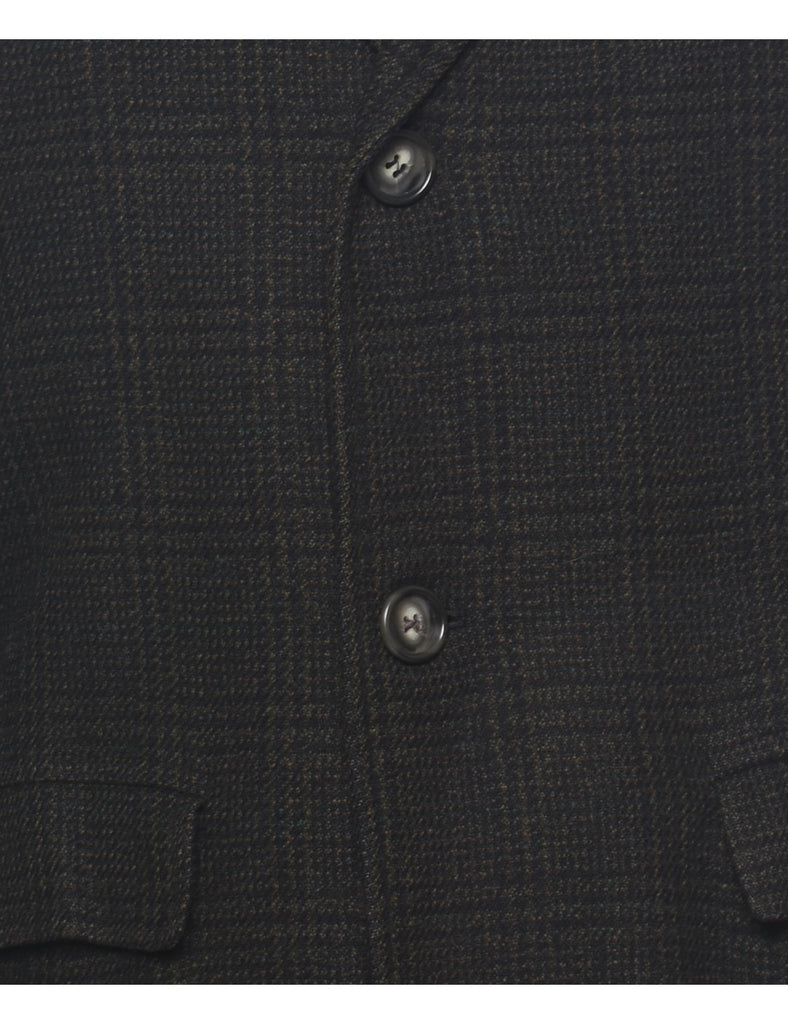 Checked Pattern Wool Coat - M