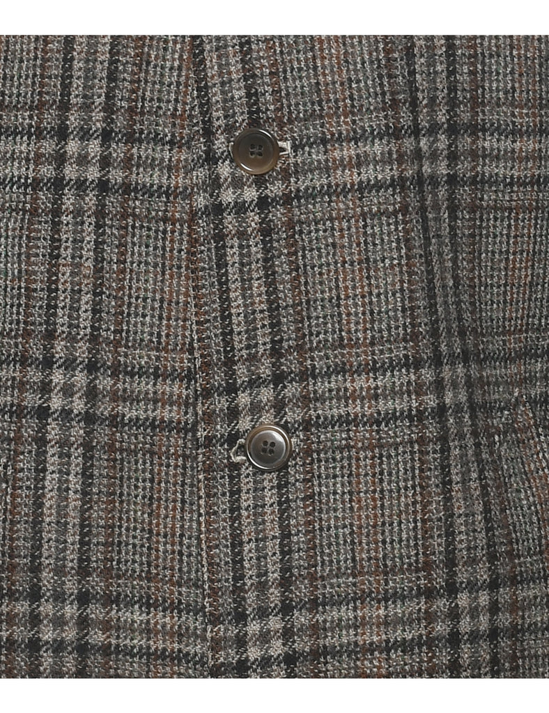 Checked Pattern Wool Coat - M