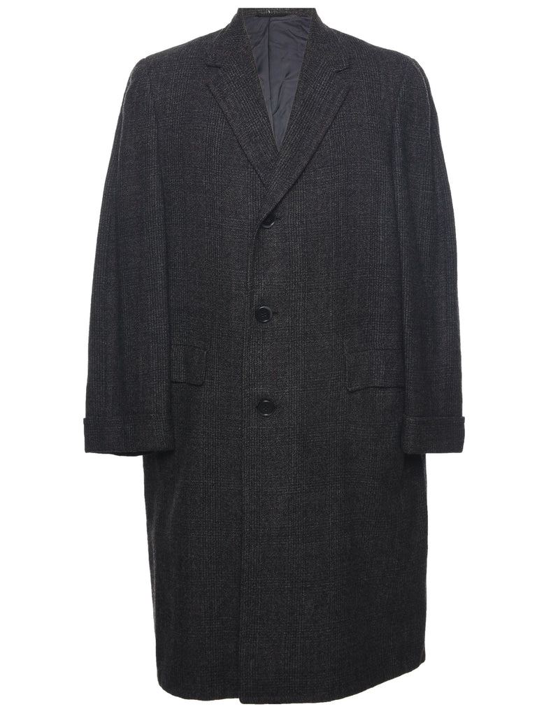 Checked Wool Coat - L