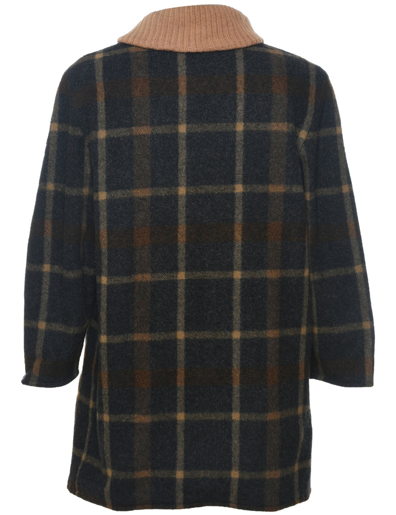 Checked Wool Coat - XL