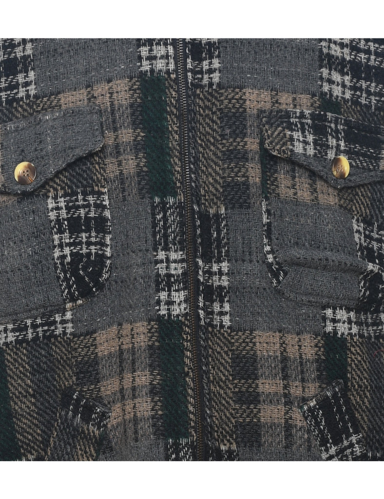 Checked Wool Coat - M