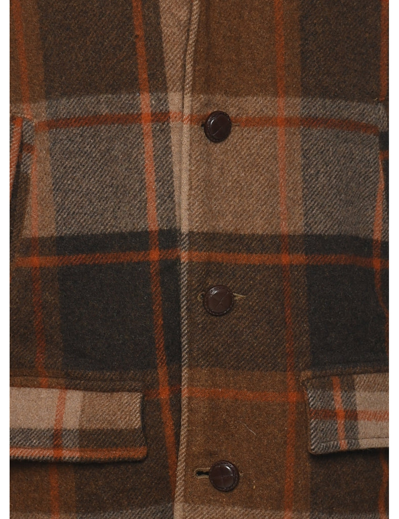 Checked Wool Coat - L