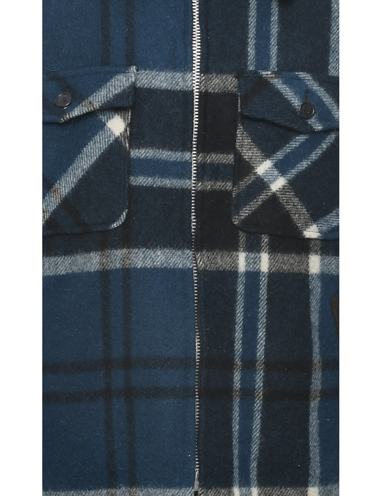 Checked Wool Coat - L