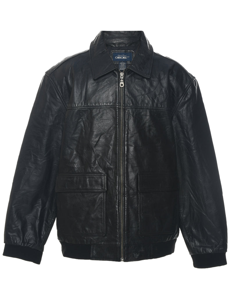 Cherokee Classic Zip-Front Leather Jacket - L