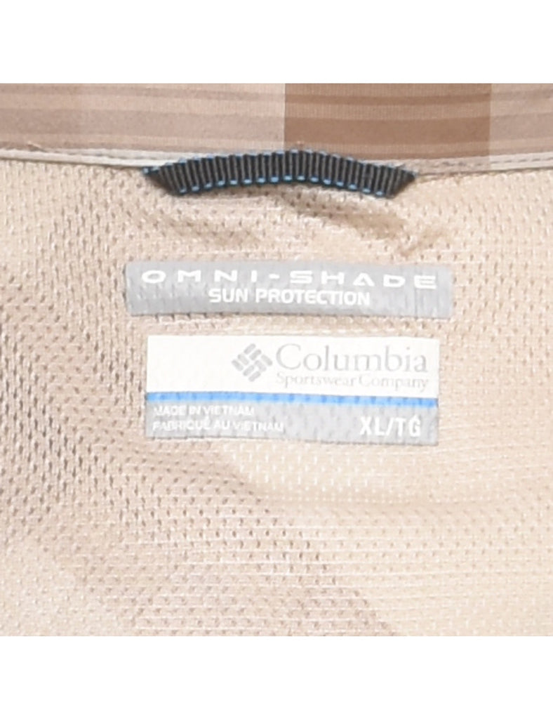 Columbia Checked Light Brown & Off-White Shirt - XL