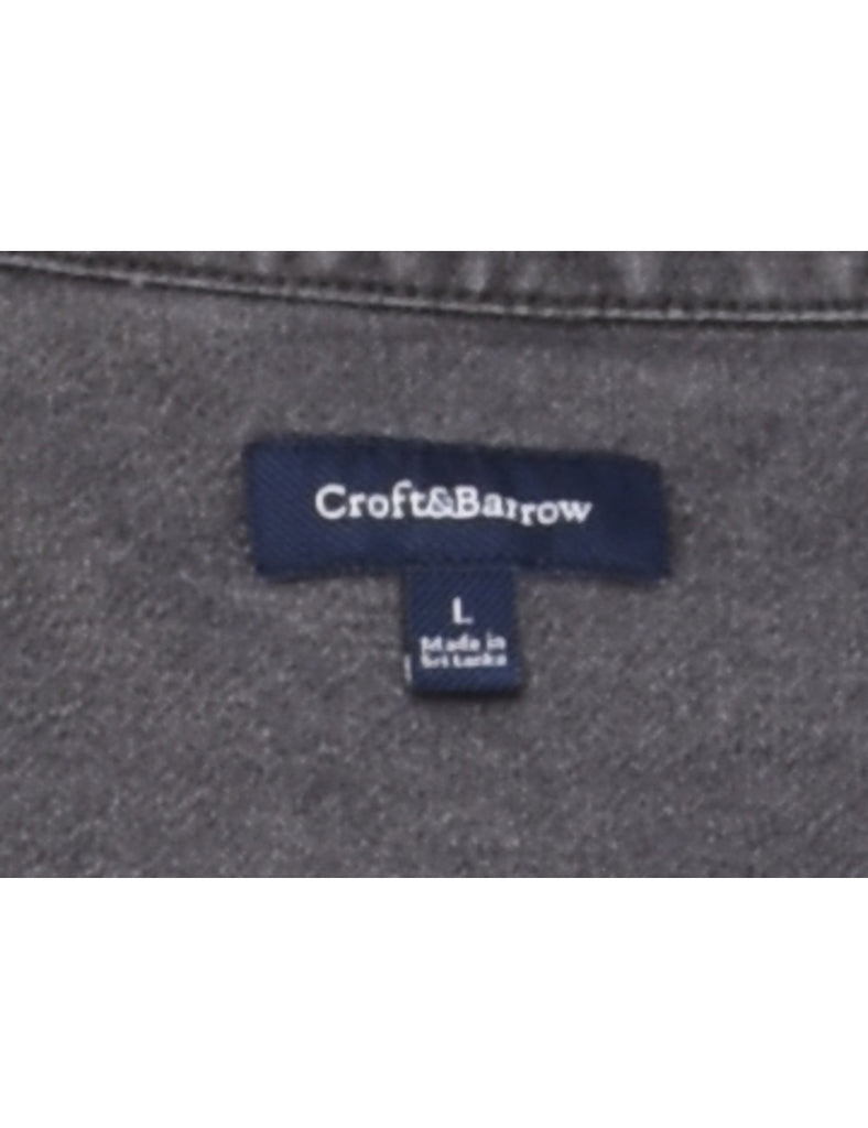 Croft & Barrow Black Distressed Denim Shirt - L