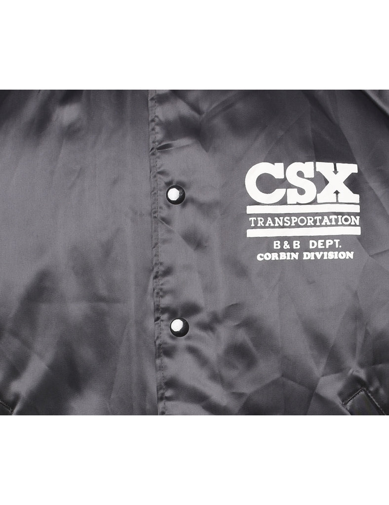 CSX Black Silky Nylon Bomber Jacket - L