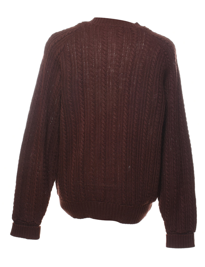 Dark Brown Cable Knit Jumper - L