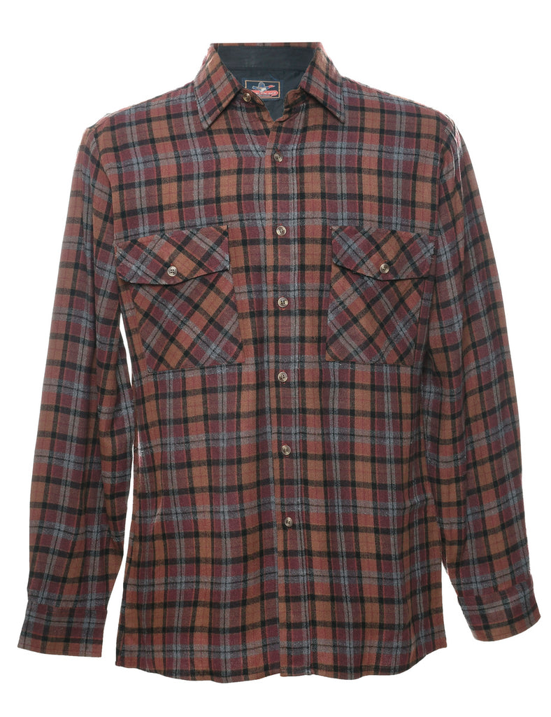 Dark Brown Plaid Shirt - M