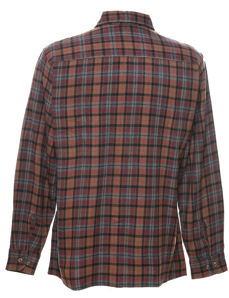 Dark Brown Plaid Shirt - M