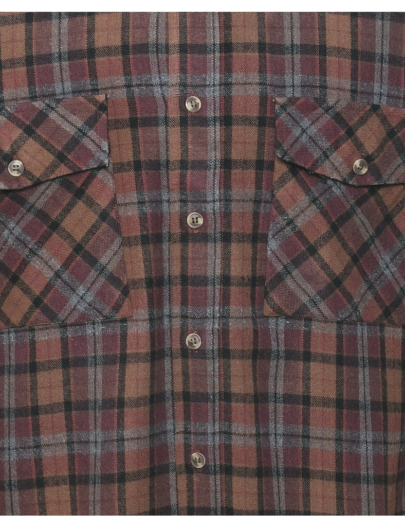 Dark Brown Plaid Shirt - M