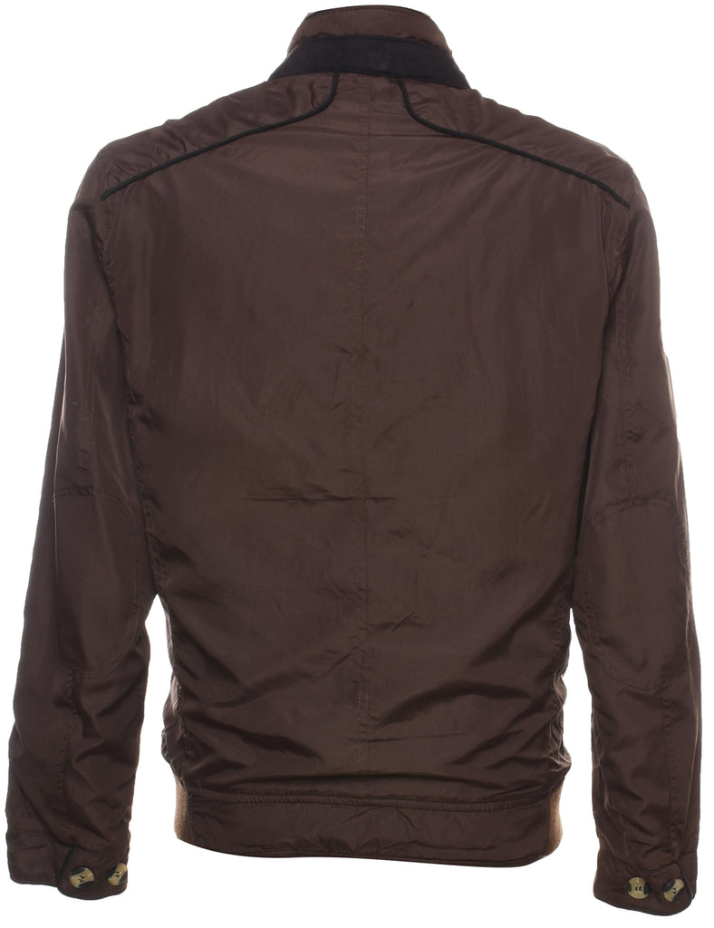 Dark Brown Zip-Front Harrington Jacket - L