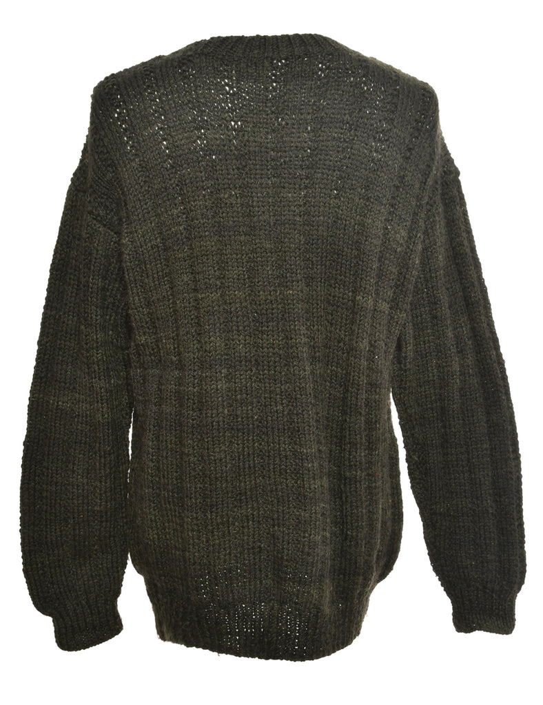 Dark Green Long Sleeved Jumper - M