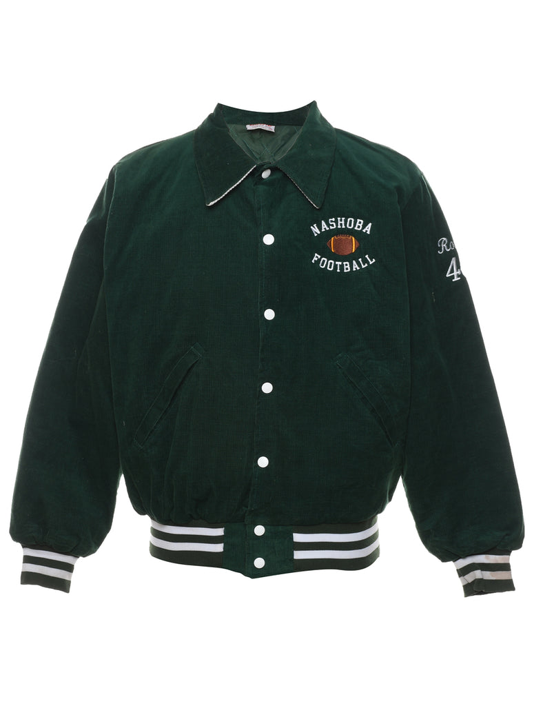 Dark Green Nashoba Football Corduroy Varsity Jacket - M