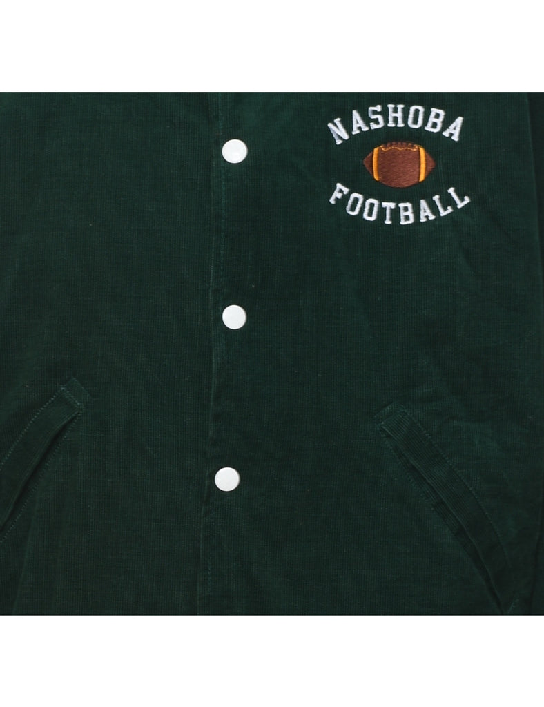 Dark Green Nashoba Football Corduroy Varsity Jacket - M