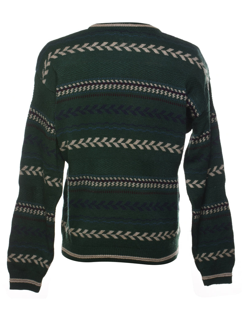 Dark Green Patterned Jumper - L
