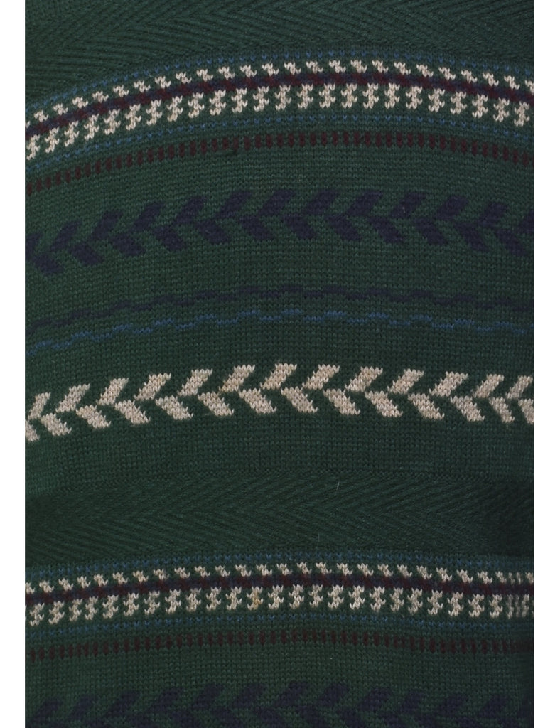 Dark Green Patterned Jumper - L