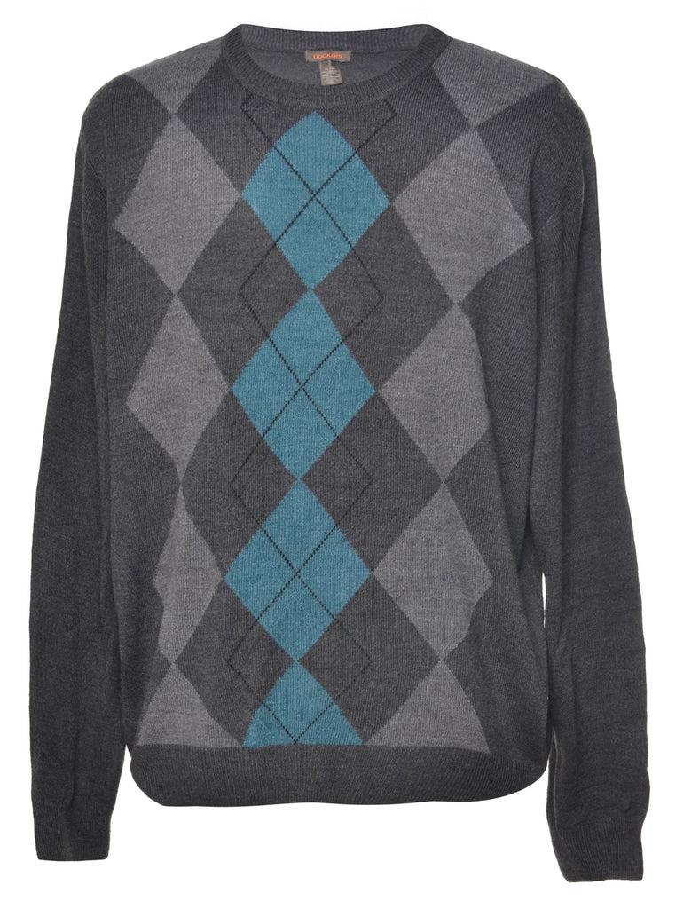Dark Grey Argyle Dockers Jumper - XL