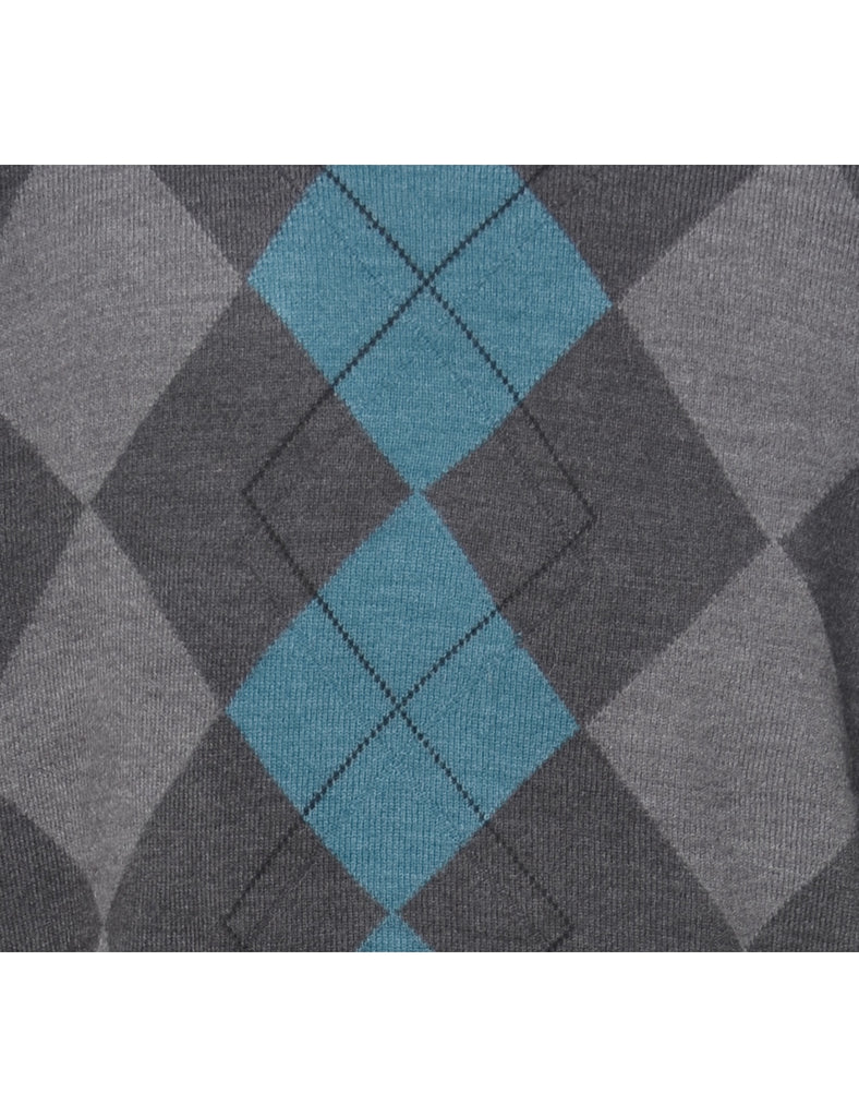 Dark Grey Argyle Dockers Jumper - XL