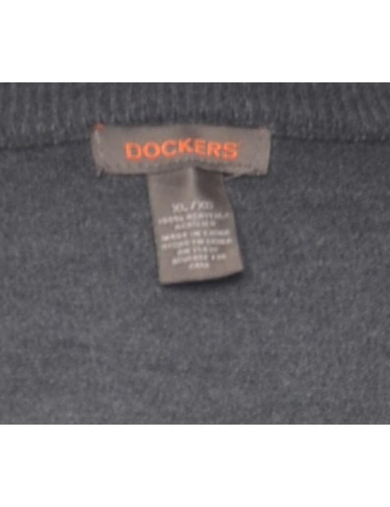 Dark Grey Argyle Dockers Jumper - XL