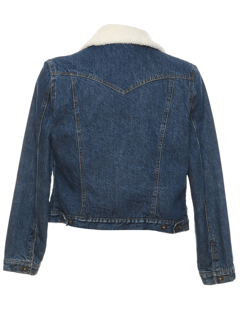 Dark Wash Armour Shearling Denim Jacket - L