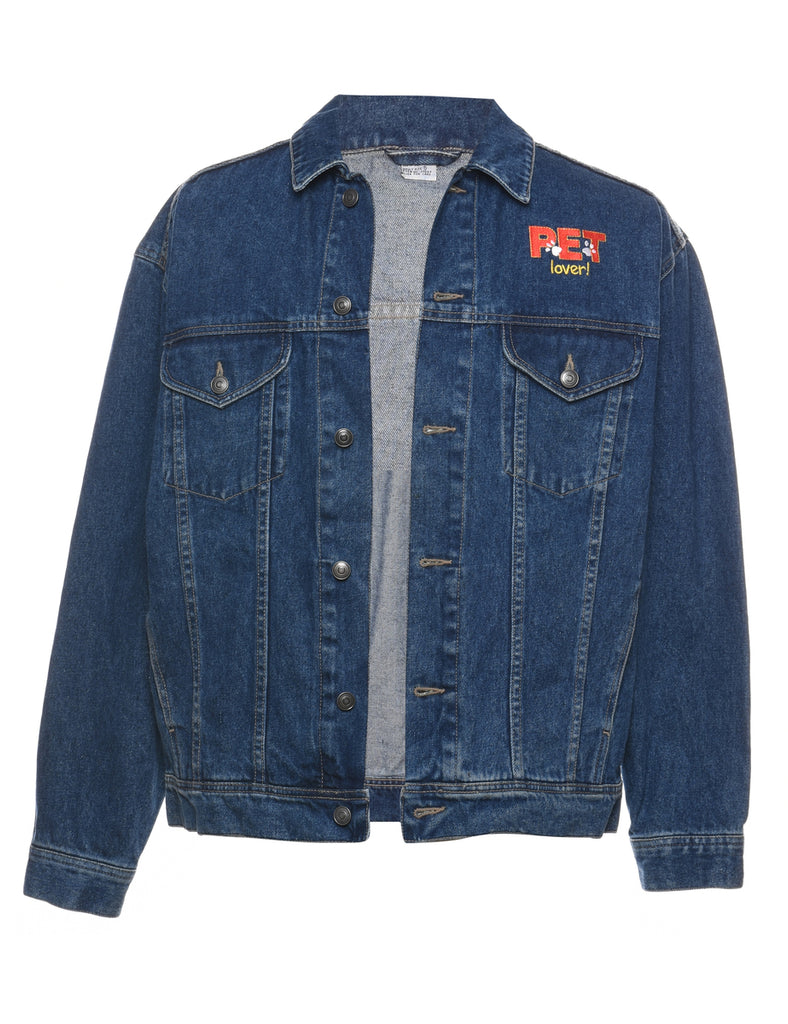 Dark Wash Embroidered Denim Jacket - S