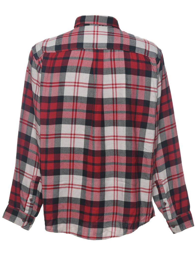 Eddie Bauer Checked Red & White Flannel Shirt - L