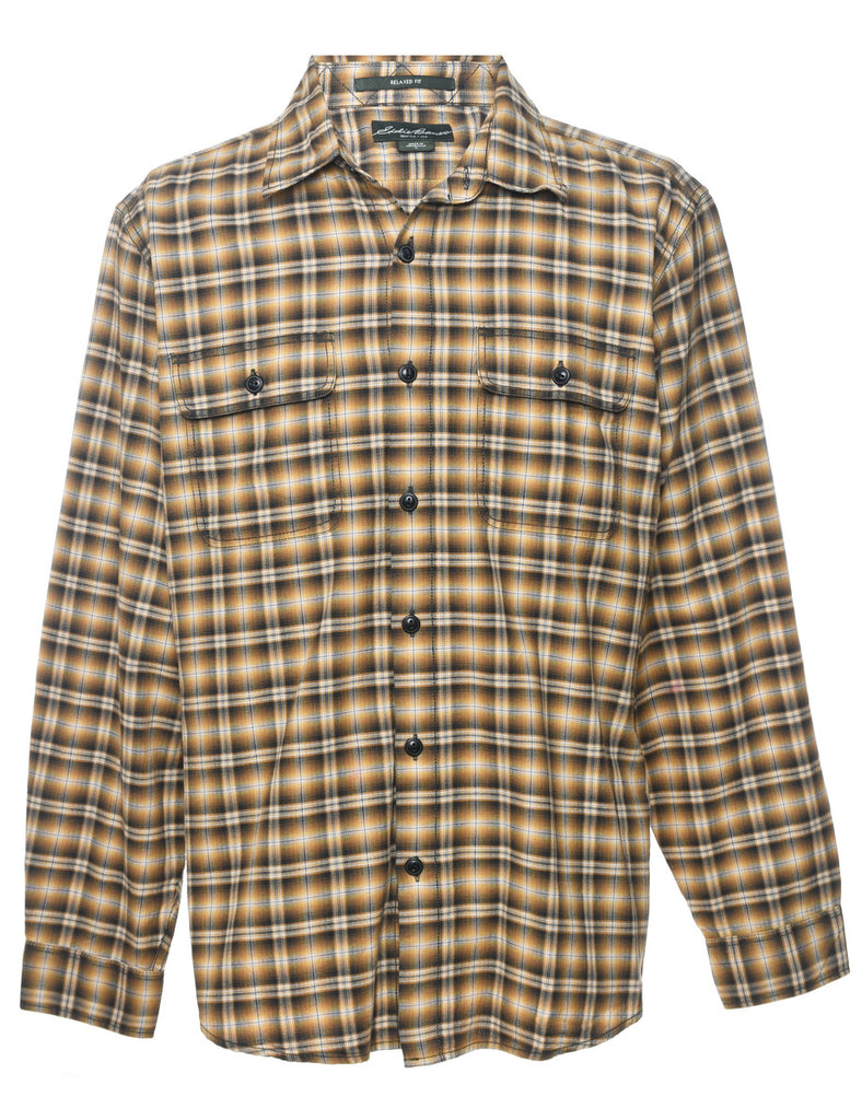 Eddie Bauer Checked Yellow & Black Flannel Shirt - M