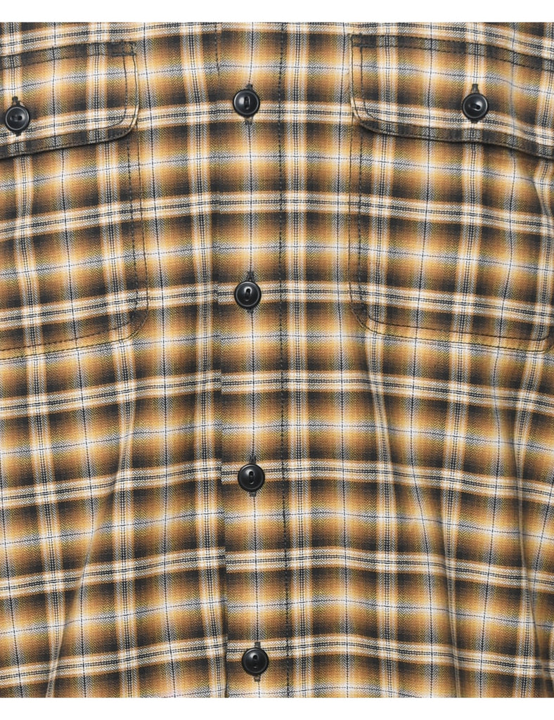 Eddie Bauer Checked Yellow & Black Flannel Shirt - M