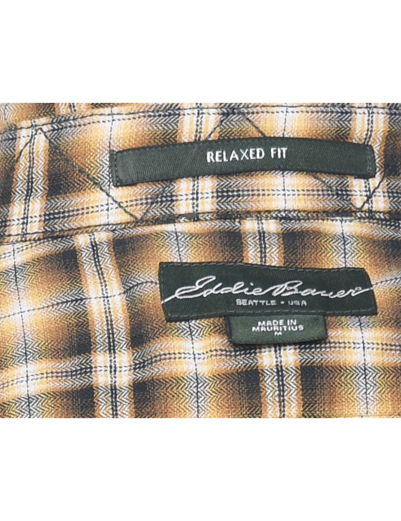 Eddie Bauer Checked Yellow & Black Flannel Shirt - M