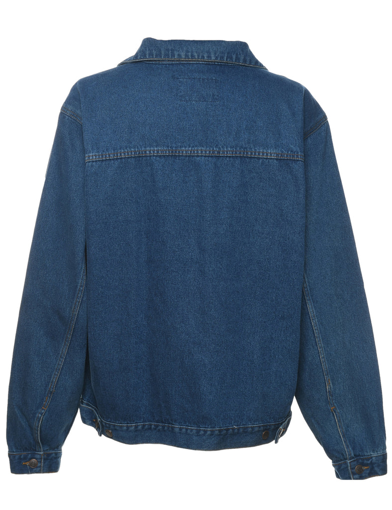 Embroidered Button-Front Denim Jacket  - XL