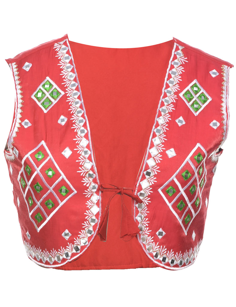 Embroidered Cropped Waistcoat - M