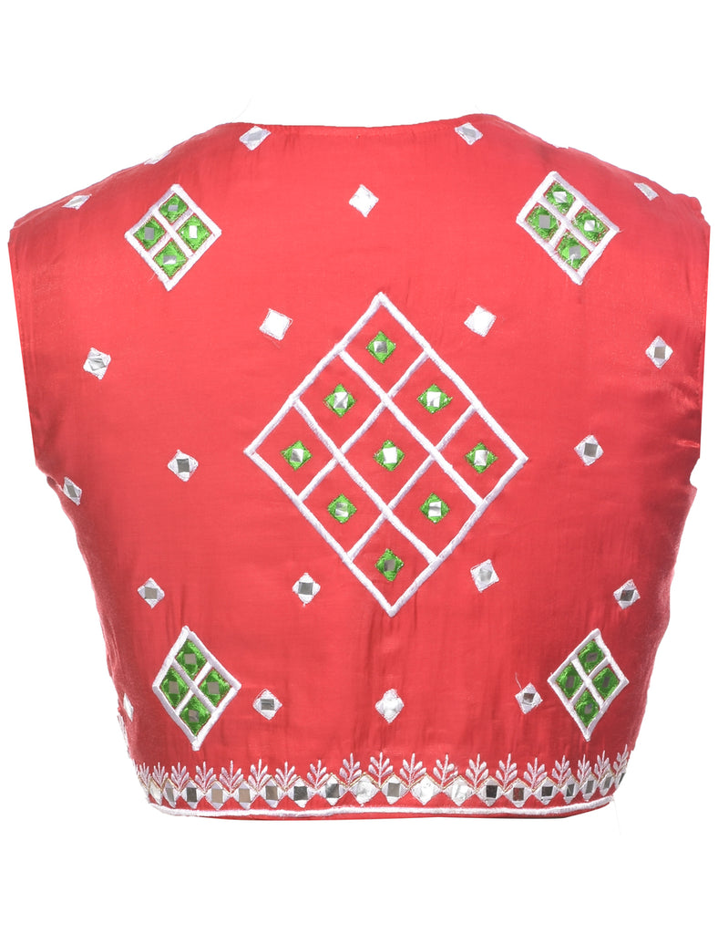 Embroidered Cropped Waistcoat - M