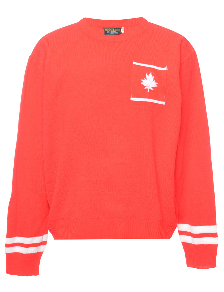 Embroidered Red Jumper - L