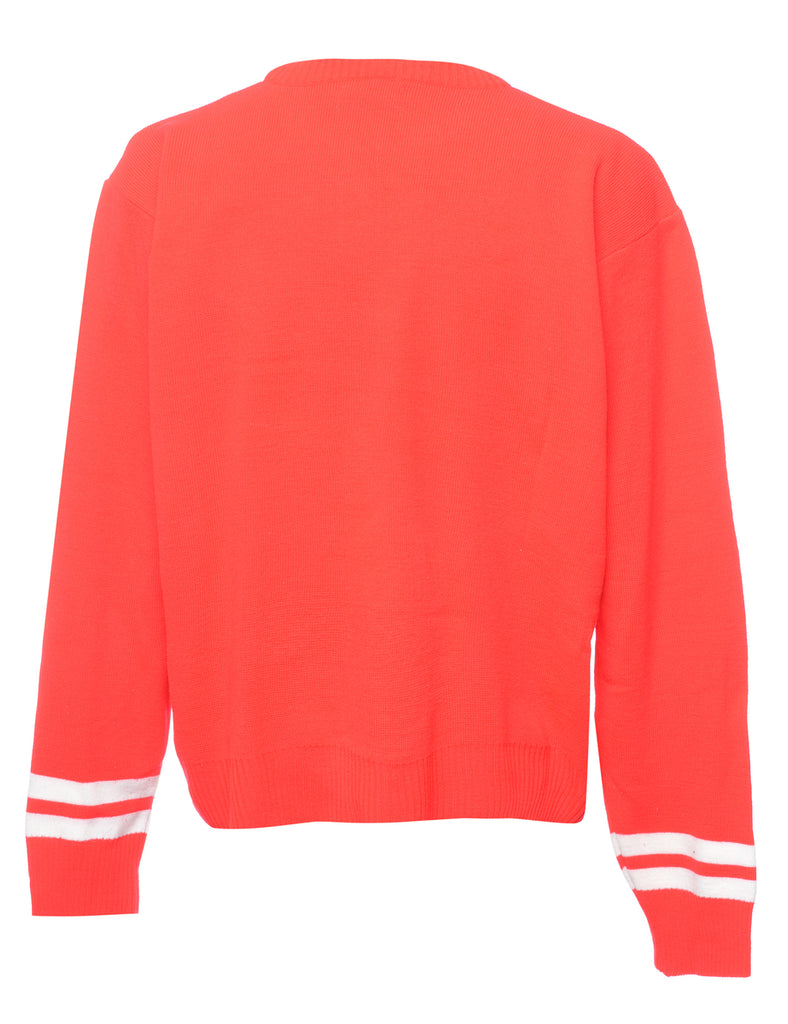 Embroidered Red Jumper - L