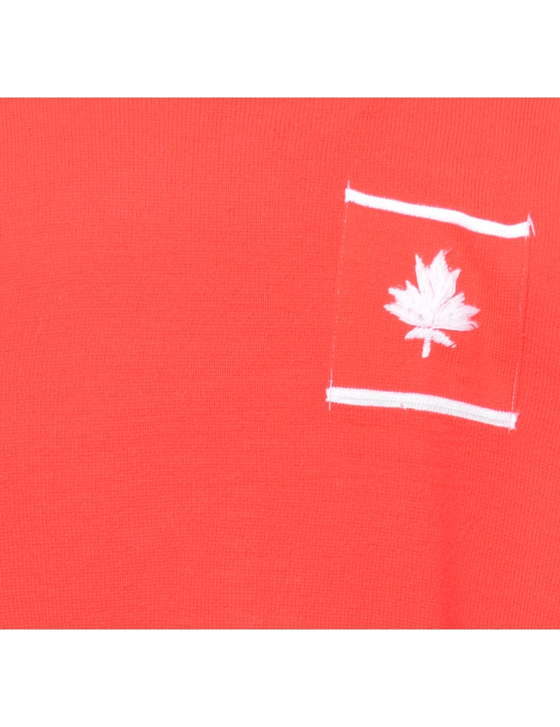 Embroidered Red Jumper - L