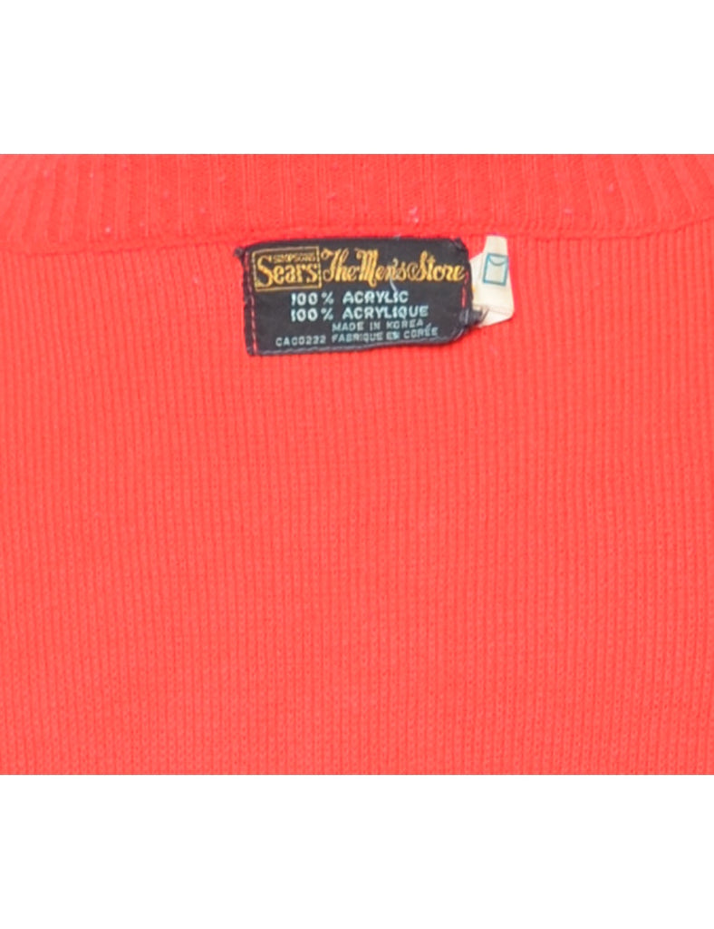 Embroidered Red Jumper - L