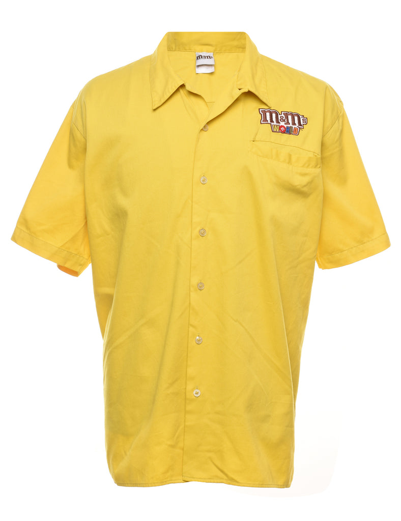 Embroidered Short Sleeved Yellow Shirt - XL