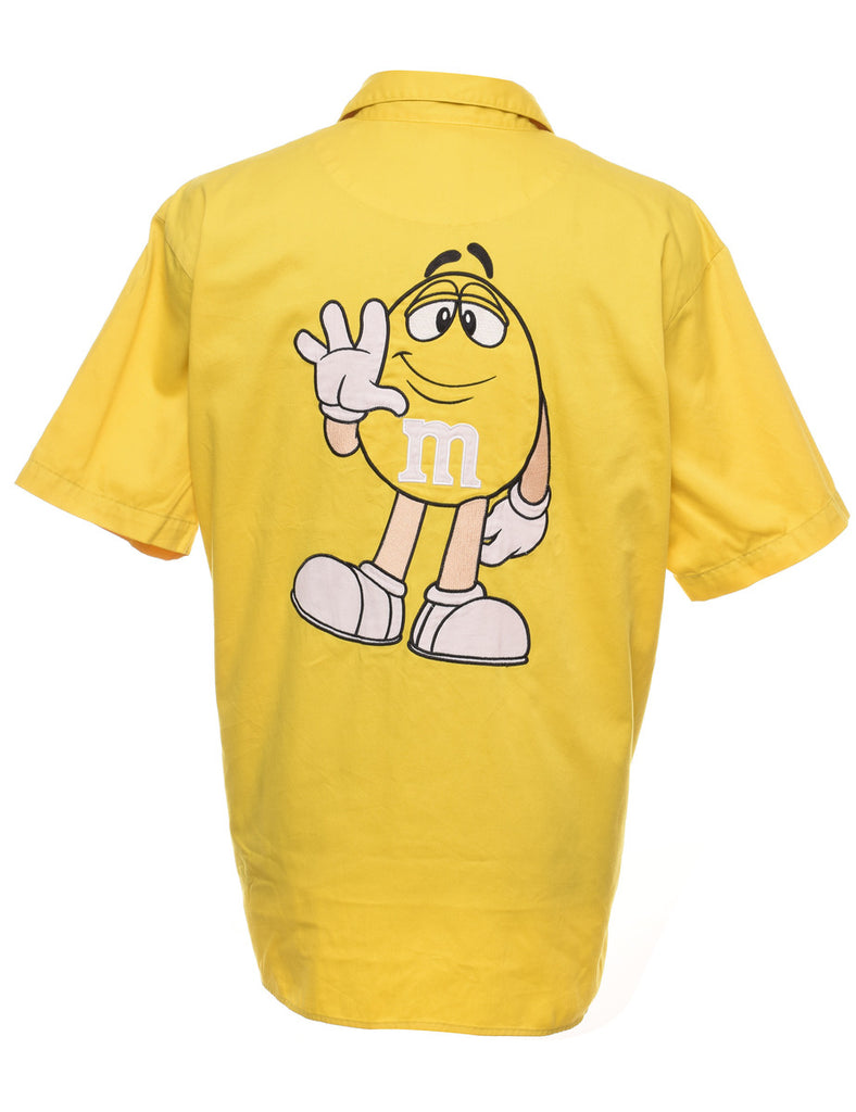 Embroidered Short Sleeved Yellow Shirt - XL